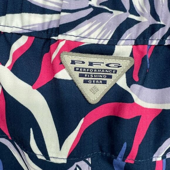 Columbia PFG Tamiami Navy Pink Floral Quick Dry Active Shorts Womens XXL - Picture 2 of 10